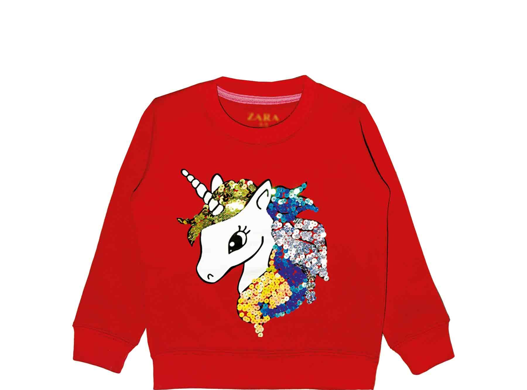 Unicorn Multi Sequence Sweatshirt – Red – Baby Shark Kids