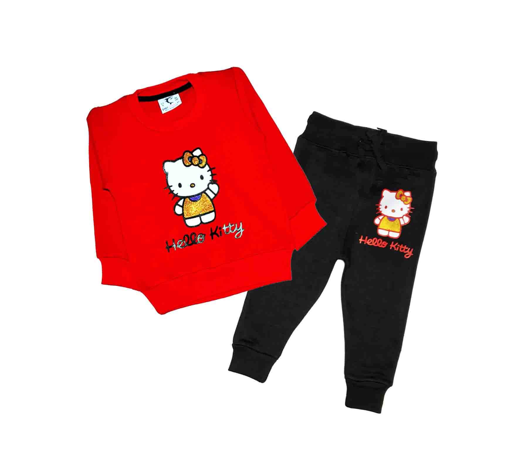 Hello Kitty Fleece Tracksuit – Red & Black – Baby Shark Kids
